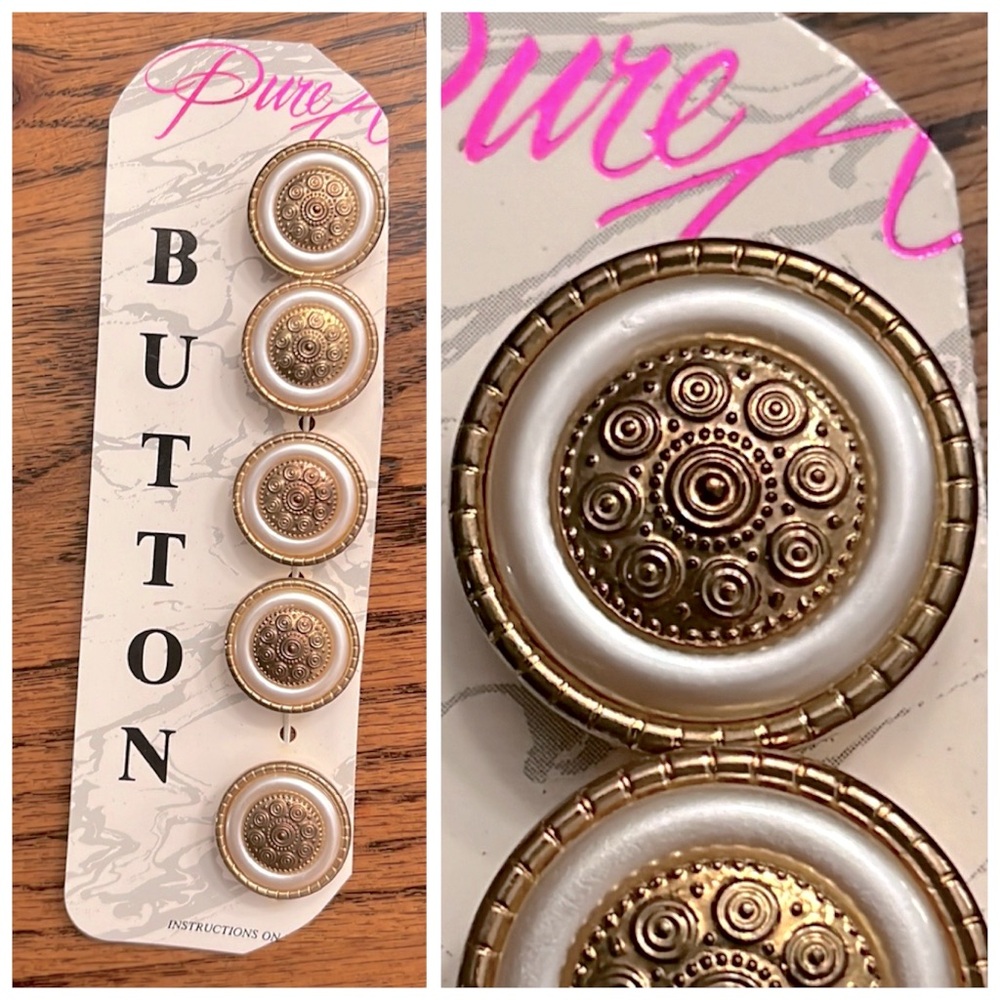 Vintage Pure Allure Gold Medallion Button Covers 80’s Designer 5pc Rare Set